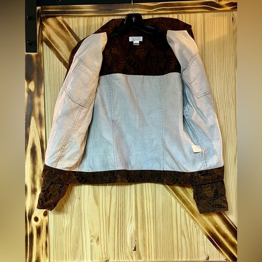 EUC Trucker Style Jacket Brown Blk S - Picture 4 of 8